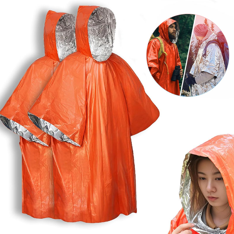 Survival Blanket Reflective - 1-10PCS Compact Thermal Emergency Poncho Blanket