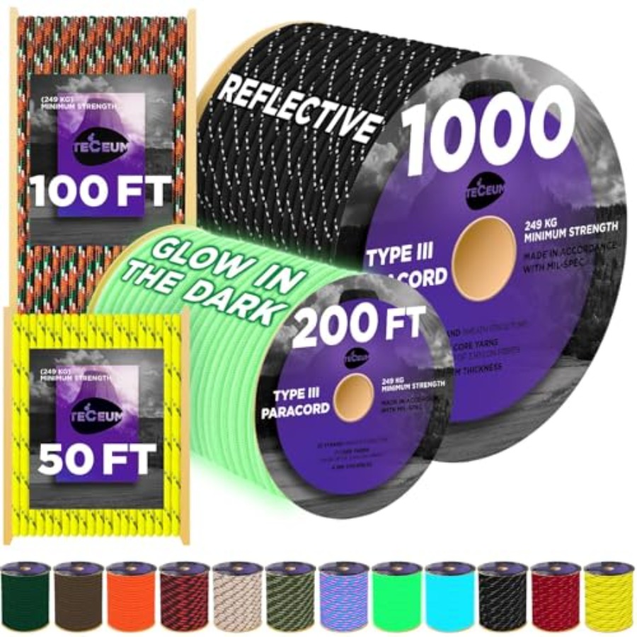 Para Cord 1000Ft - Reflective Paracord Rope 1000 1000ft/200ft/100ft/50ft 40+