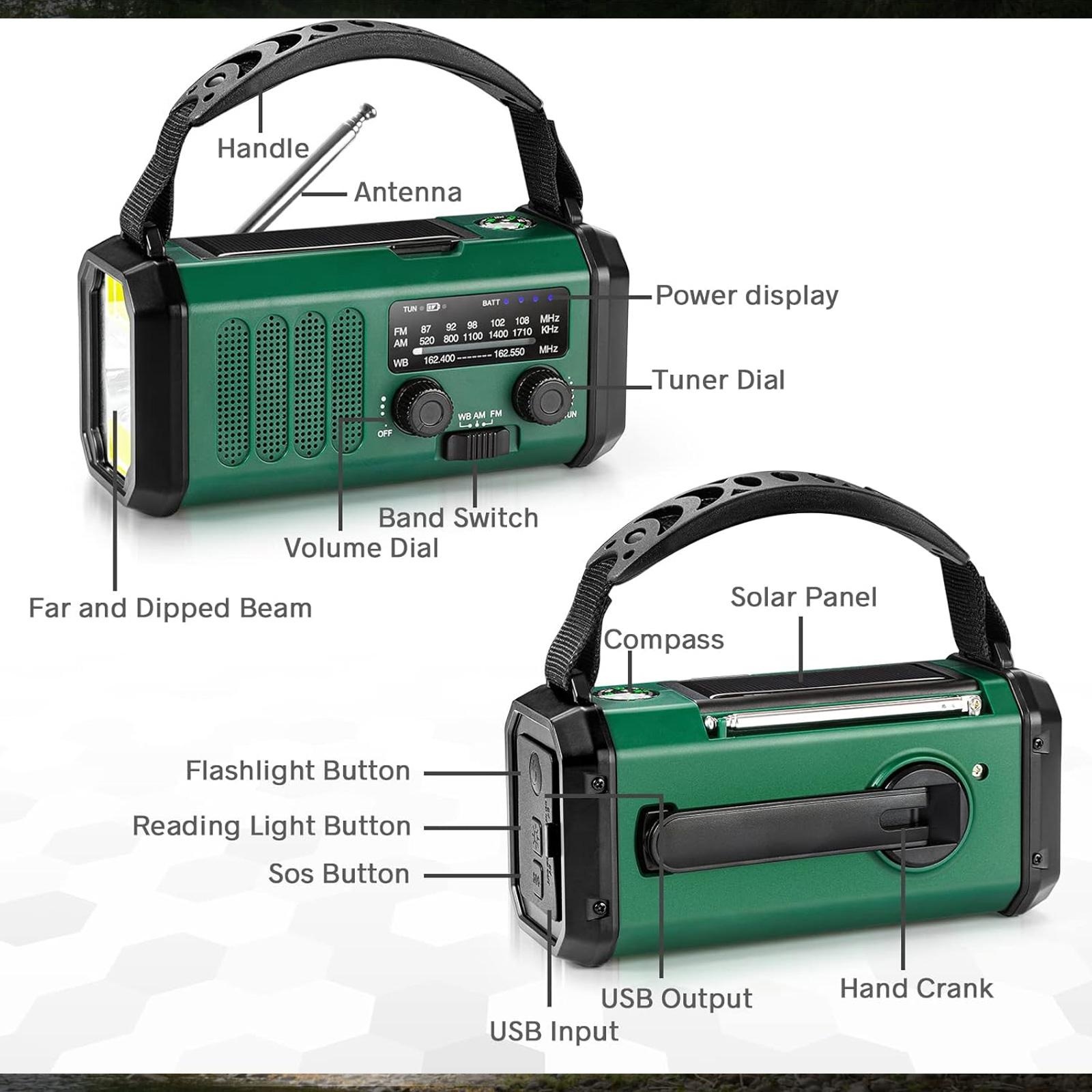 10000mAh Solar Crank AM FM Rad – Solar Emergency Charger Bewertung und Preis