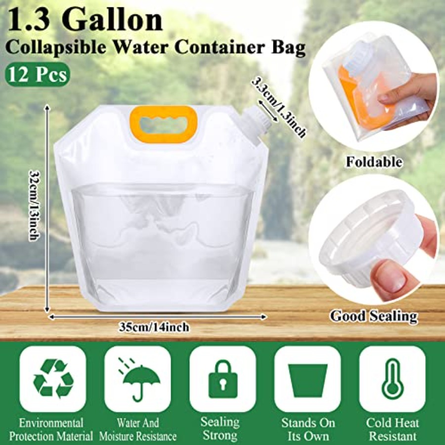 12 Pack 1.3 Gallon Collapsible – Water Bag Collapsible Bewertung und Preis