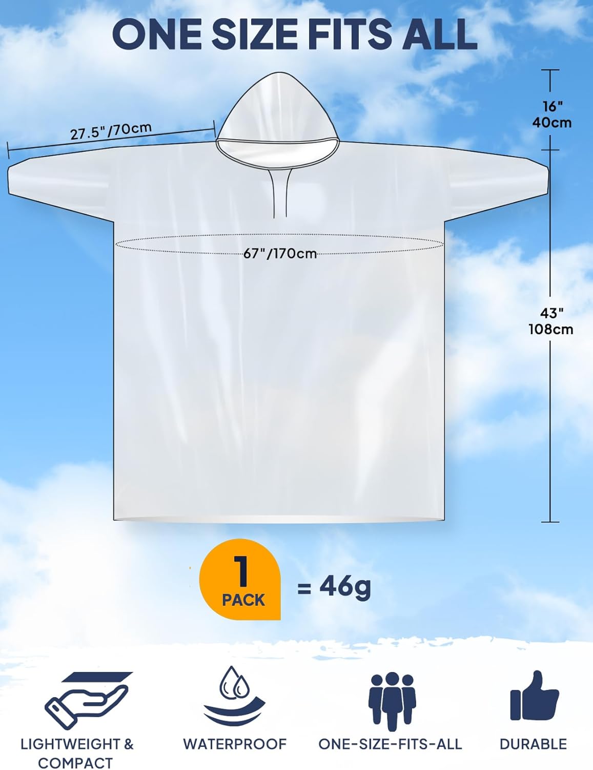 Disposable Rain Poncho for Adu – Emergency Poncho Rain Bewertung und Preis