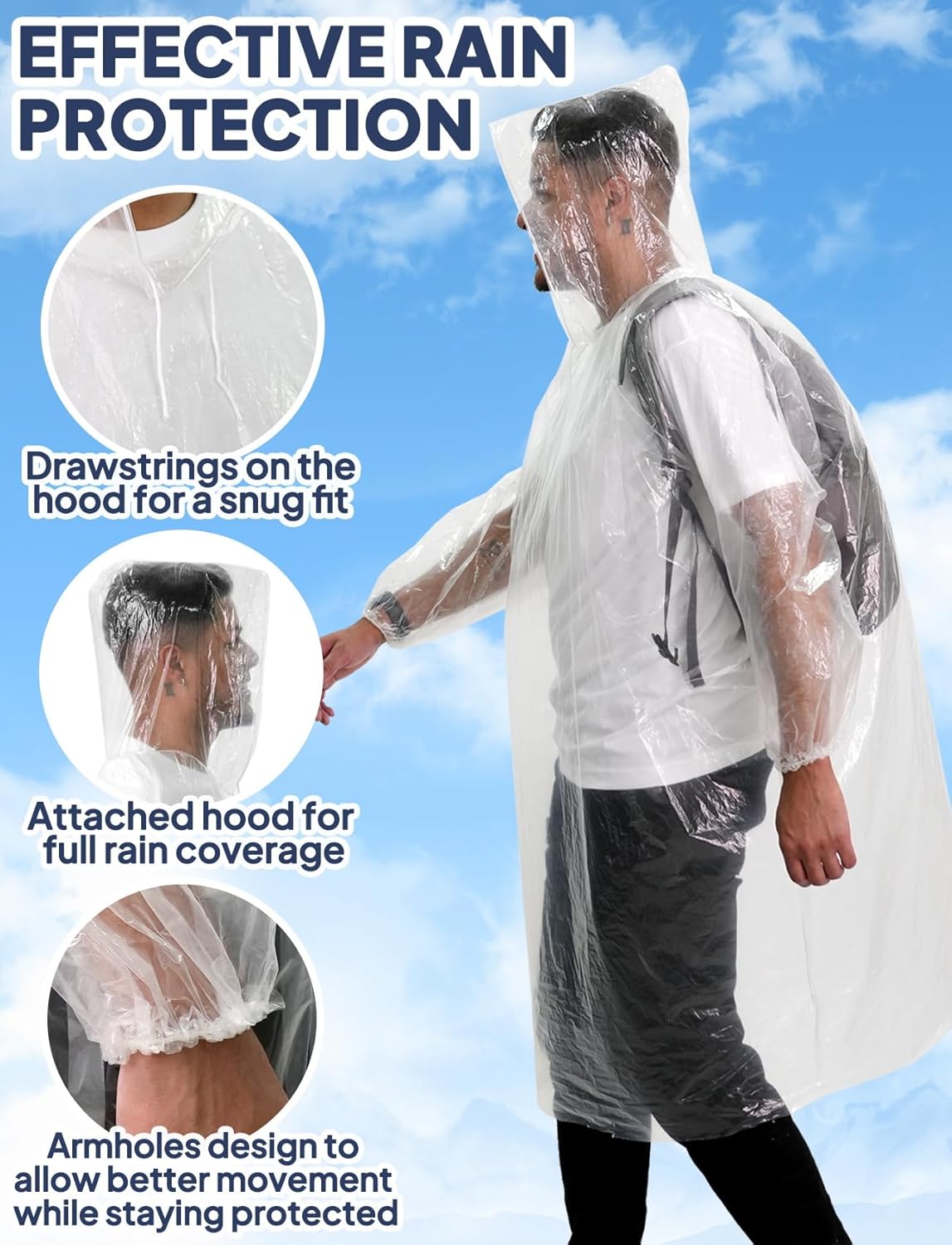 Disposable Rain Poncho for Adu – Emergency Poncho Rain Bewertung und Preis