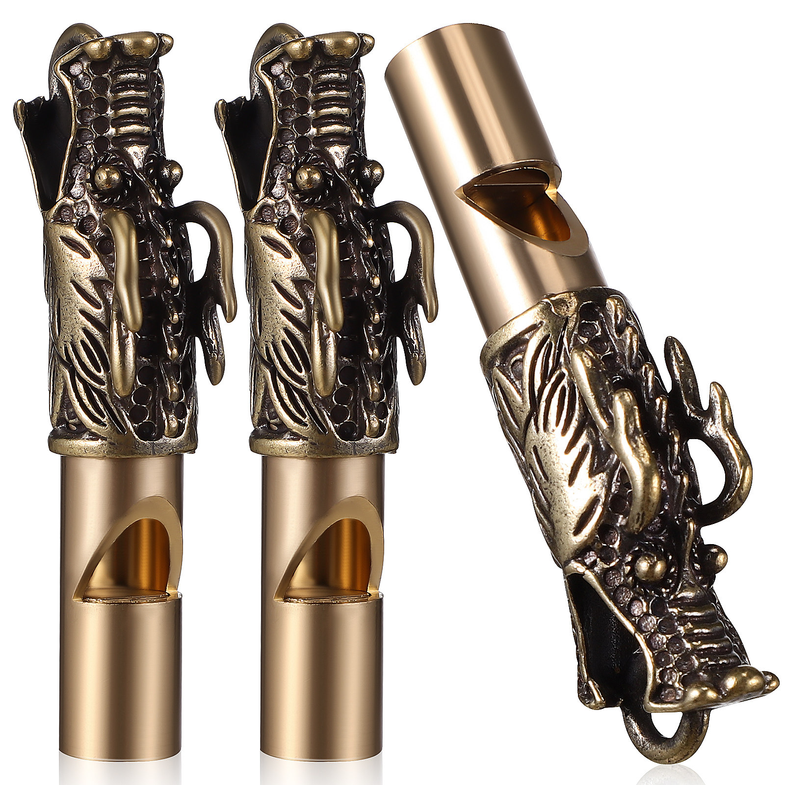 3Pcs Dragon Whistles Brass Vin – Emergency Whistle Loud Bewertung und Preis