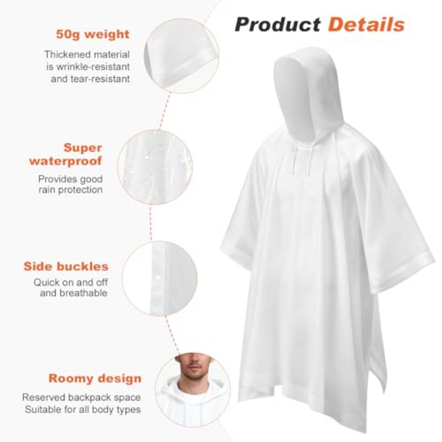 8 Pack Hooded Rain Ponchos for – Emergency Poncho Rain Bewertung und Preis